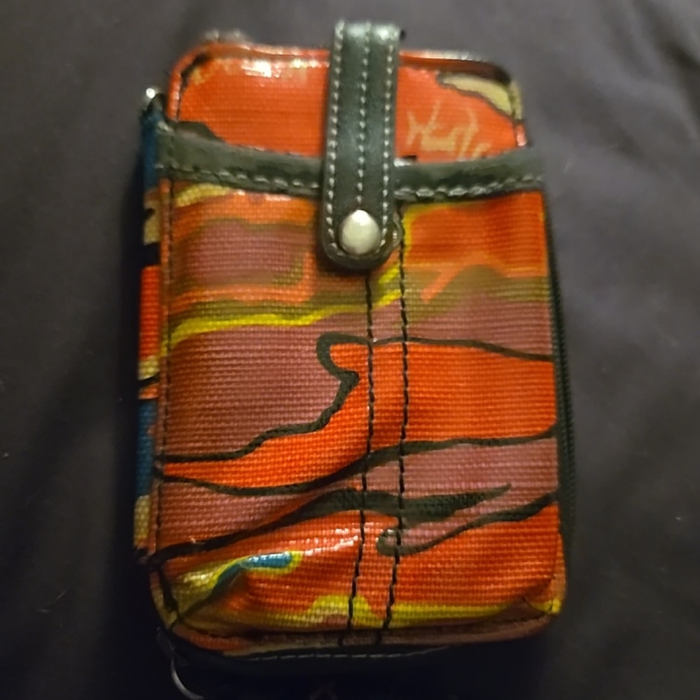 Sakroots coated multicolor wristlet wallet